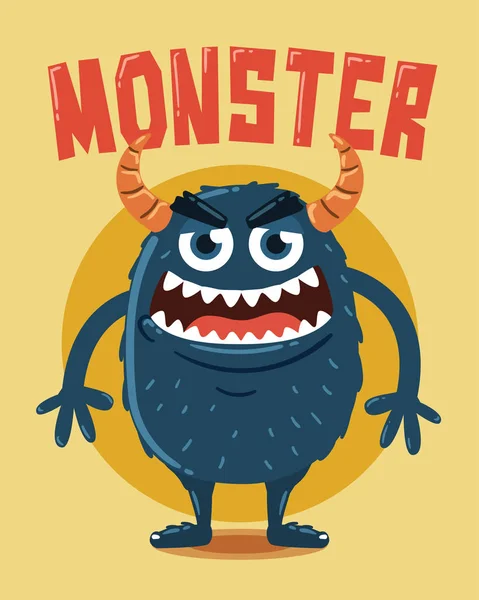 Wütendes Monster mit Hörnern — Stockvektor