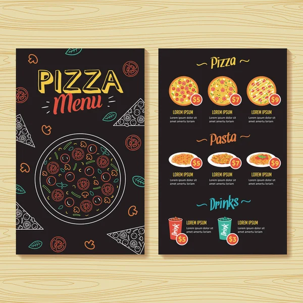 Modello di design del menu pizza — Vettoriale Stock