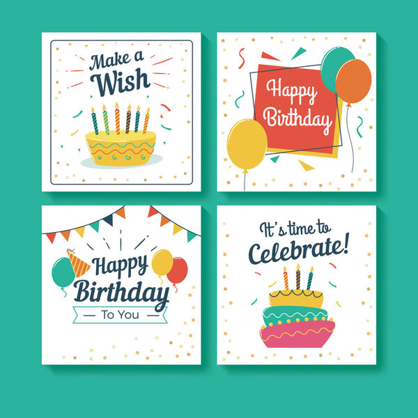 Set of Birthday Greeting Cards