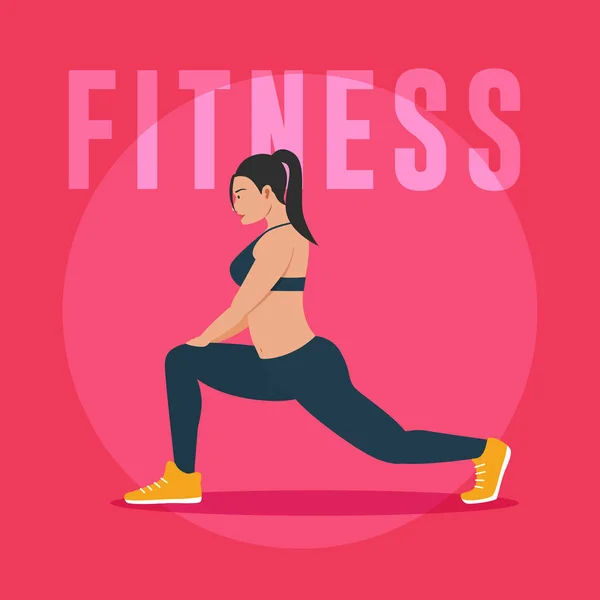 Illustration de femme fitness étirement — Image vectorielle