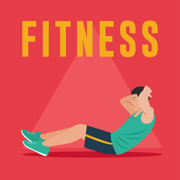Homem de fitness fazendo exercícios abdominais — Vetor de Stock