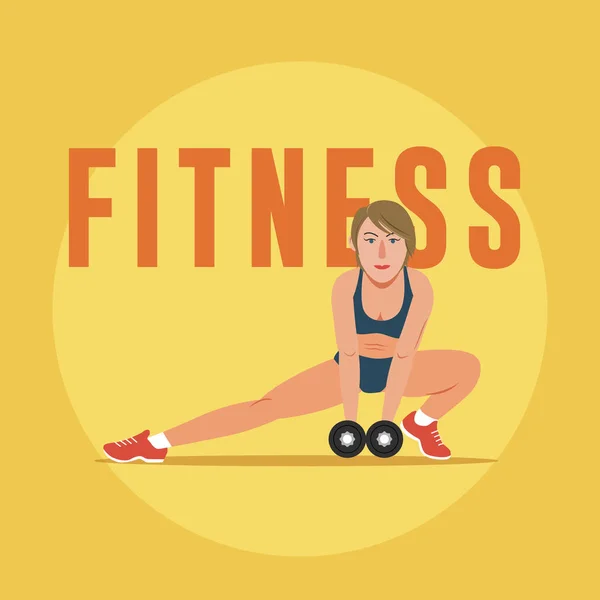 Mulher fitness exercitando-se com halteres — Vetor de Stock