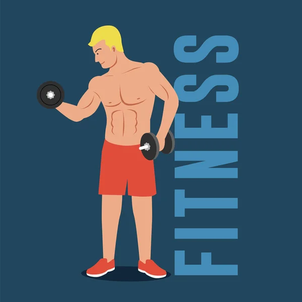 Fitness Man fazendo exercícios com halteres — Vetor de Stock