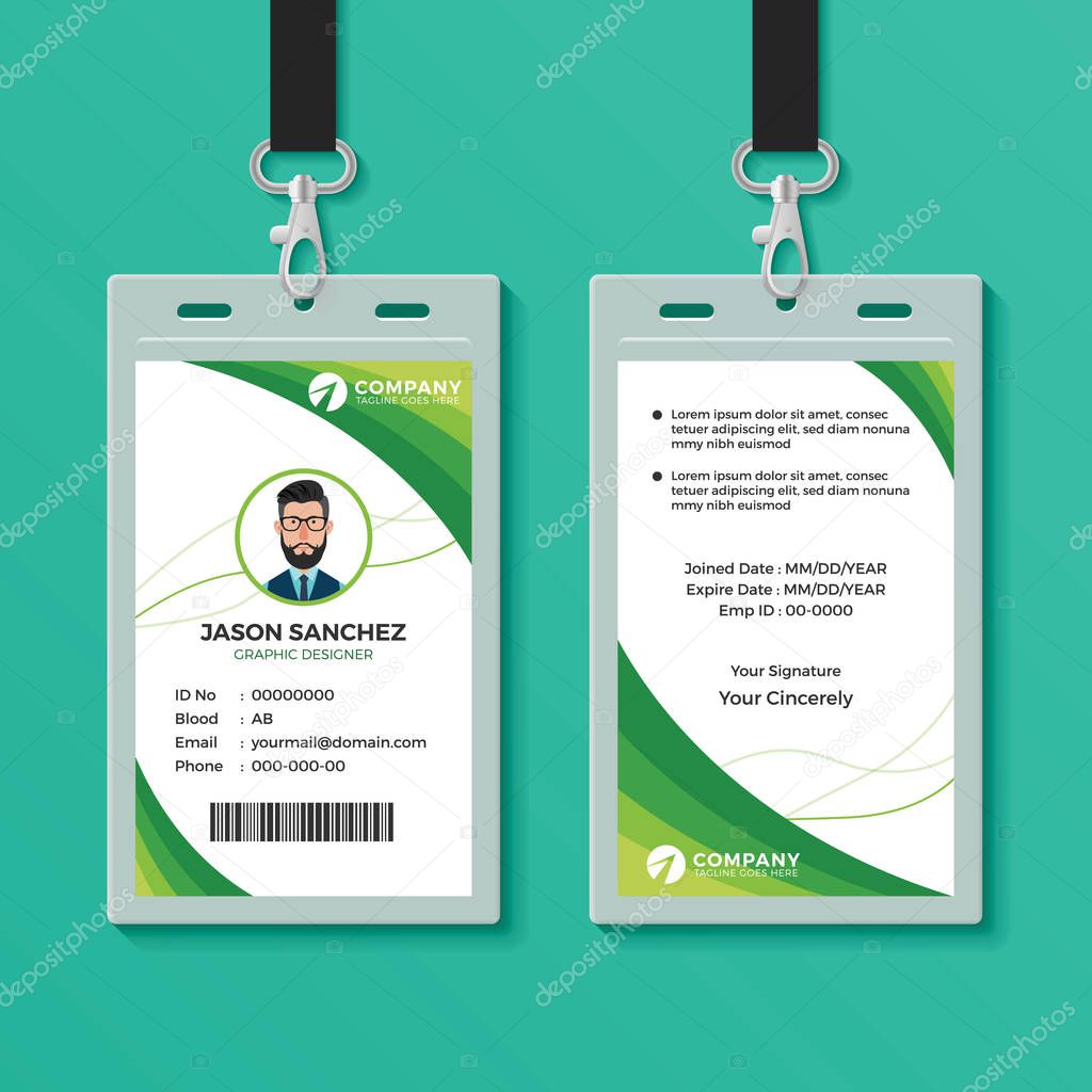 Green Graphic ID Card Design Template