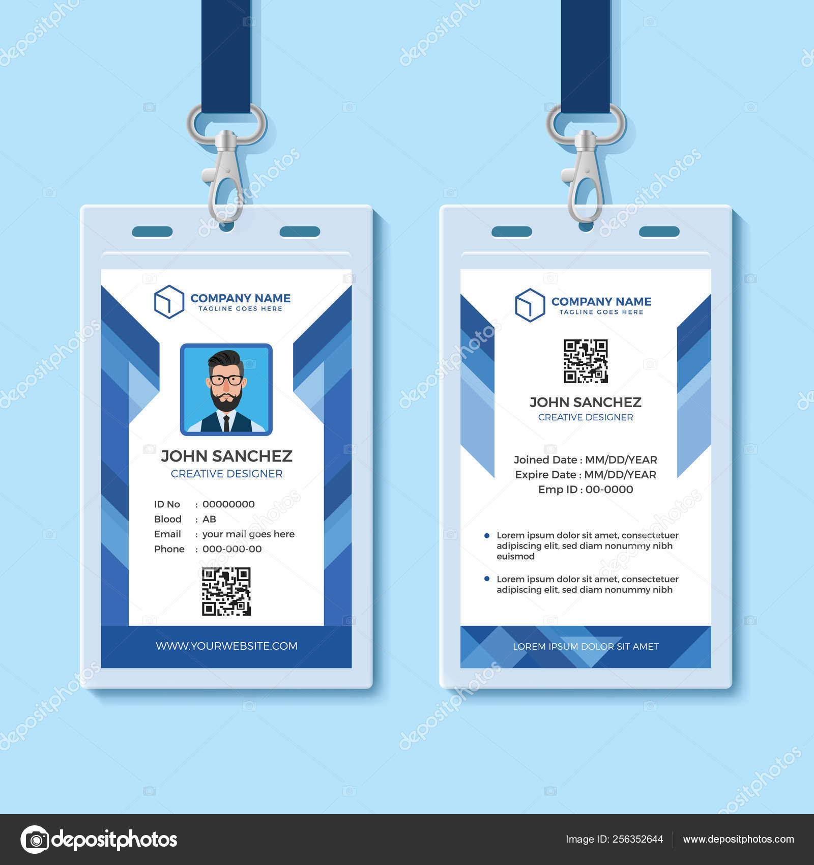 Blue Employee ID Card Design Template Stock Vector Image by Intended For Doctor Id Card Template