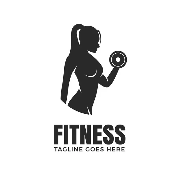 Fitness mulher logotipo design isolado no fundo branco — Vetor de Stock