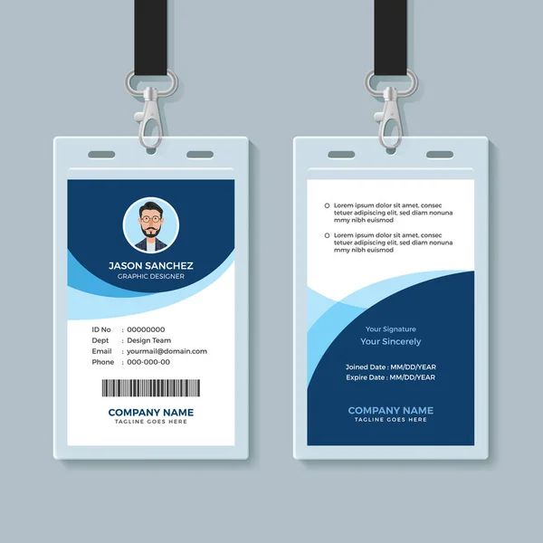 Plantilla de diseño de tarjeta de identificación de empleado simple y limpia — Vector de stock