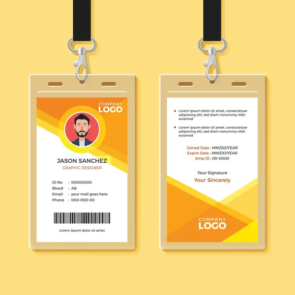 Simple Orange Graphic ID Card Design Template — Stock Vector