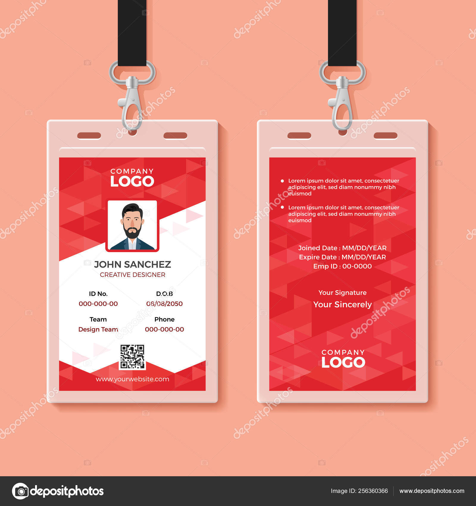 Abstract Blue Id Card Design Template Stock Vector