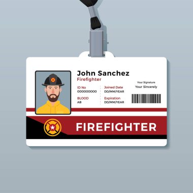  Firefighter ID Card Template clipart