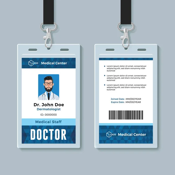 Doktor kimlik kartı. Tıbbi kimlik rozeti tasarım şablonu