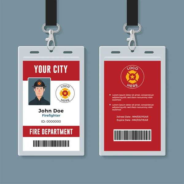 Modèle de conception de badge d'identification de pompier — Image vectorielle