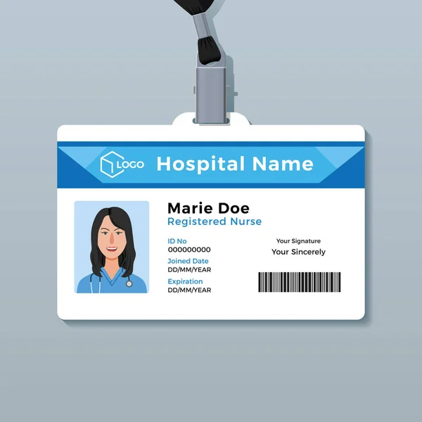 Carnet de enfermera. Plantilla de identificación médica — Vector de stock