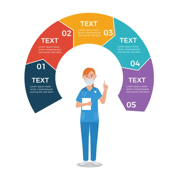 Pielęgniarka ze strzałkami Circle Infographic Template — Wektor stockowy