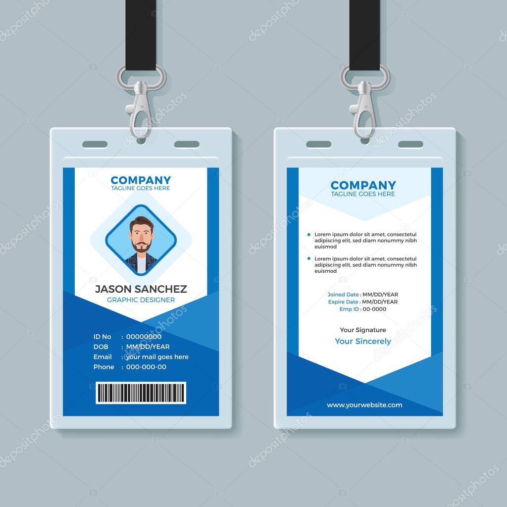 Blue Employee Identity Card Template
