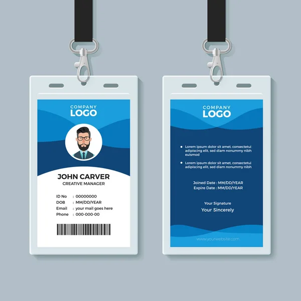 Blue Wave Identity Card Design Template — Stock Vector