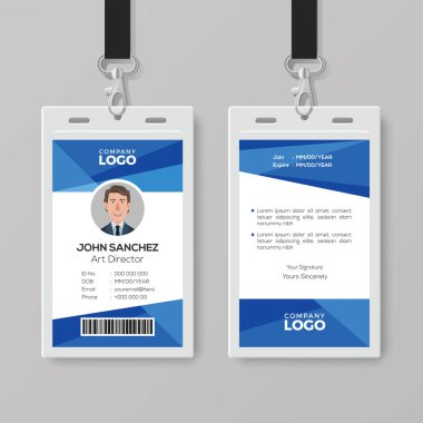 Abstract blue ID card template clipart