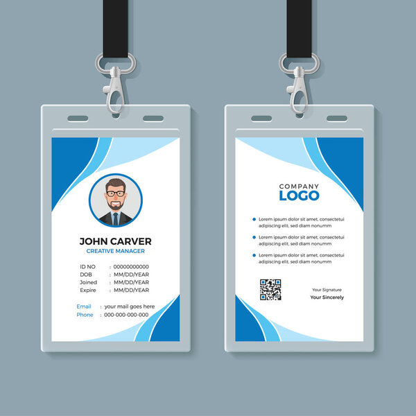 Simple Blue Office ID Card Template