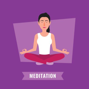  Meditasyon illüstrasyon. Nilüfer pozmeditasyon kadın