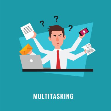 Birçok elleri ile multitasking işadamı