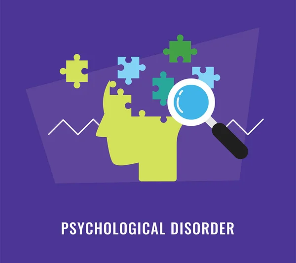 Ψυχολογική διαταραχή με το κεφάλι και παζλ εικονογράφηση — Διανυσματικό Αρχείο