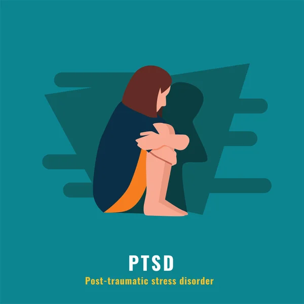 PTSD. posttraumatiskt stressyndrom. Illustration av psykisk hälsa — Stock vektor