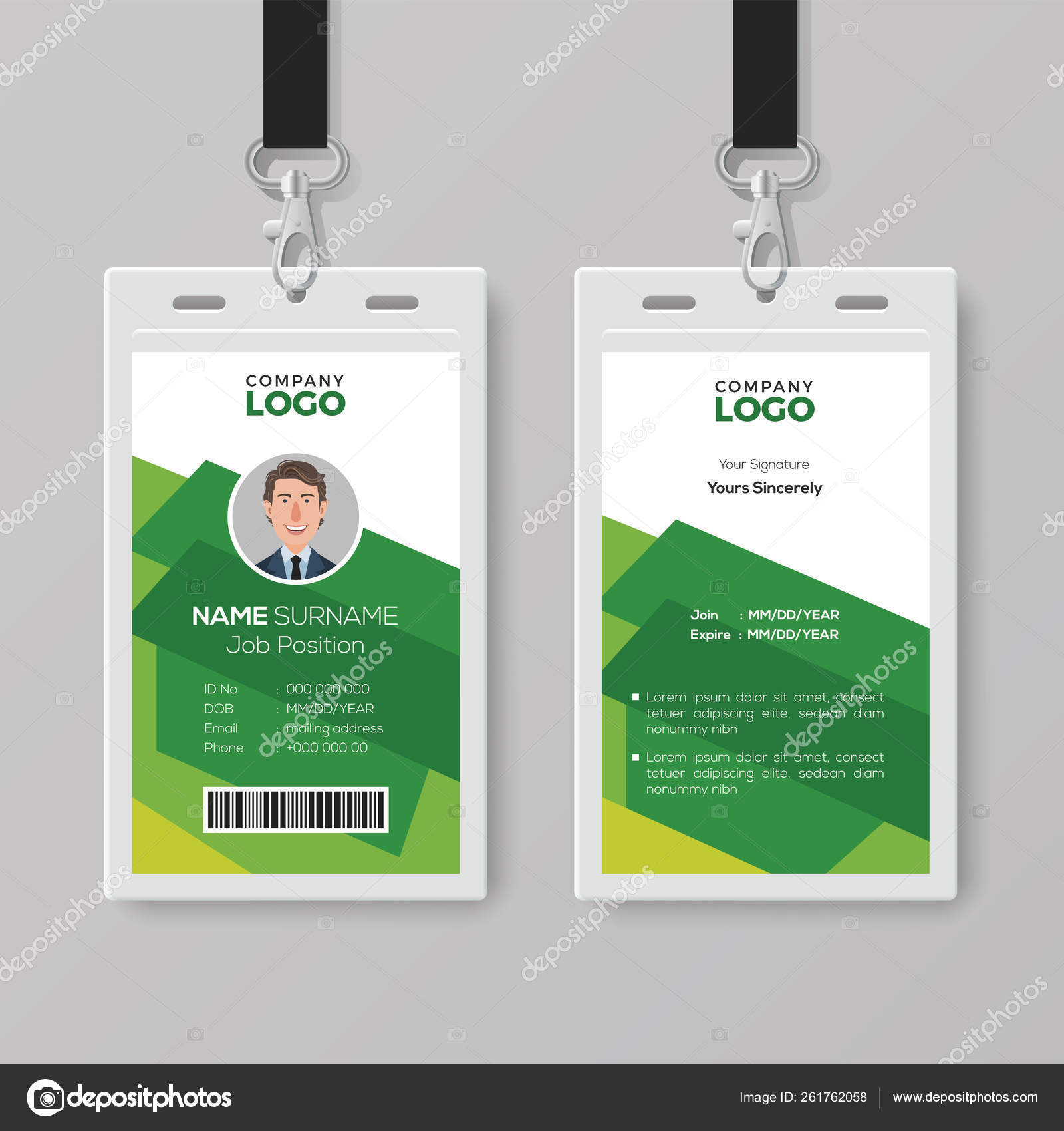 Creative ID Card Template with Abstract Green Background Stock With Regard To Pvc Card Template