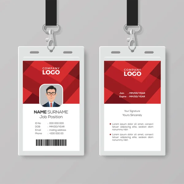 Plantilla de tarjeta de identificación creativa con fondo rojo abstracto — Vector de stock