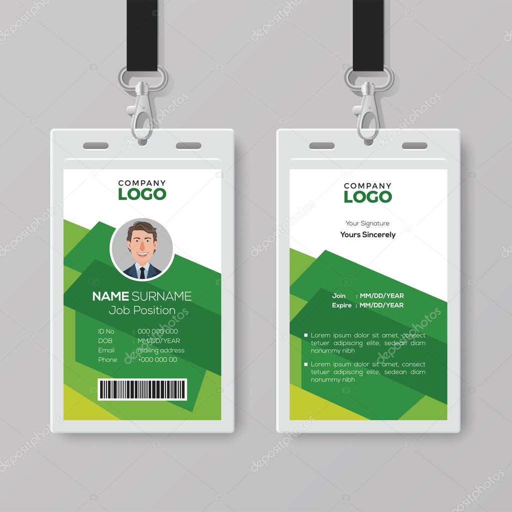  Creative ID Card Template with Abstract Green Background