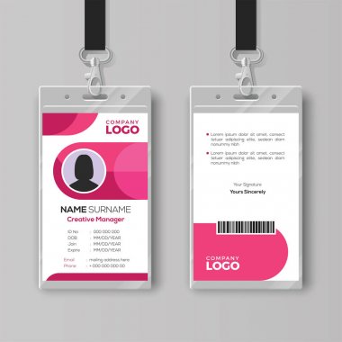 Stylish ID card template with pink details clipart