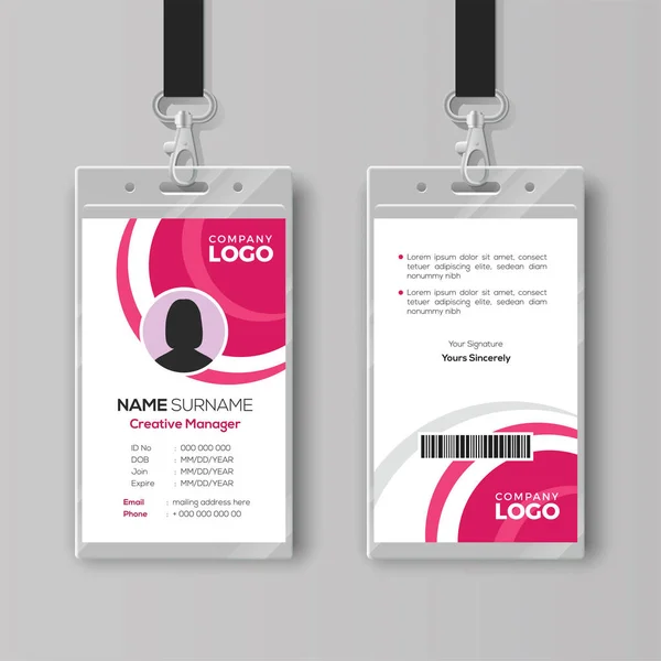 Stylish ID card template with pink details — Stock Vector