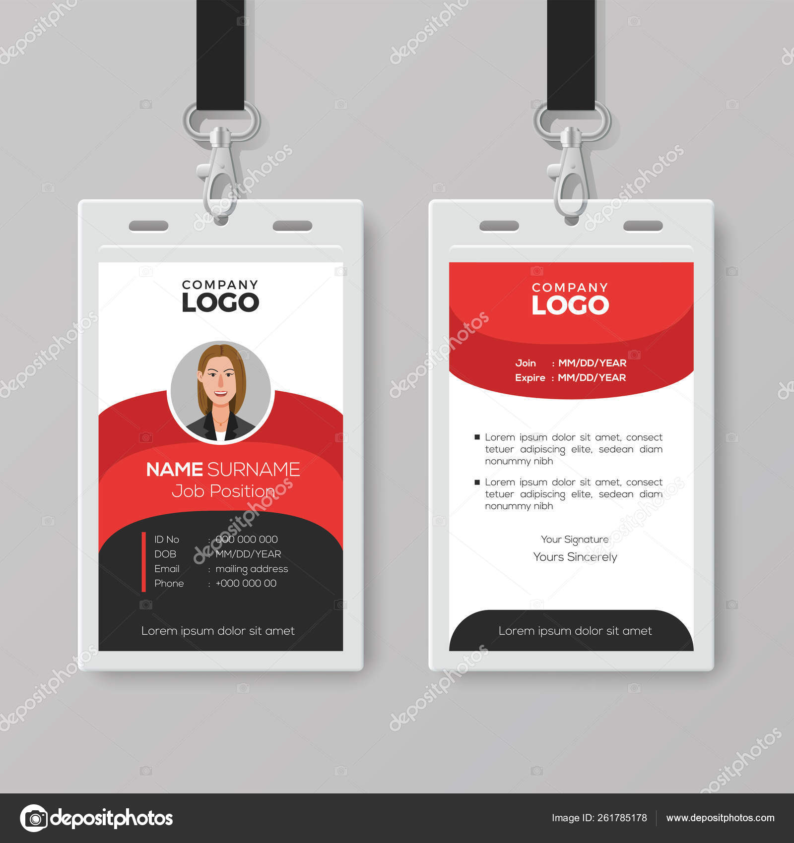 Download Professional Employee Id Card Template Vector Image By C Bonezboyz Vector Stock 261785178