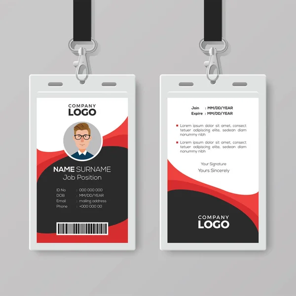 Professional ID Card with Red Details — Stock Vector