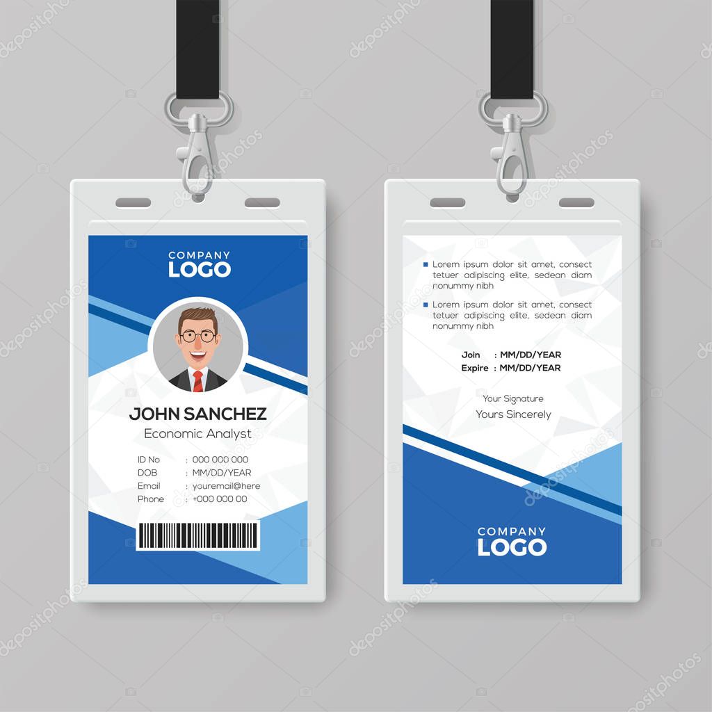 Modern Blue ID Card Design Template