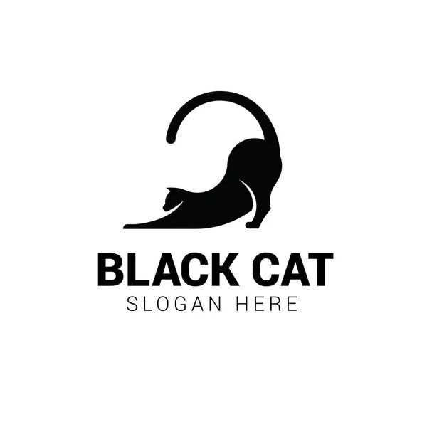 Modelo de logotipo de alongamento de gato isolado no fundo branco —  Vetores de Stock