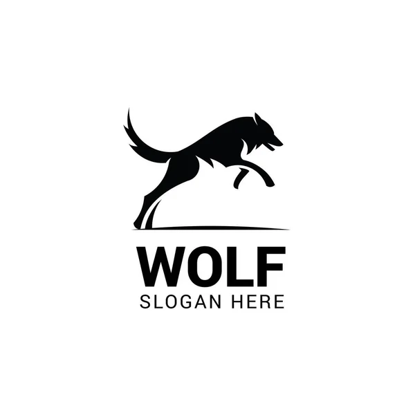 Modèle de logo de loup sautant isolé sur fond blanc — Image vectorielle