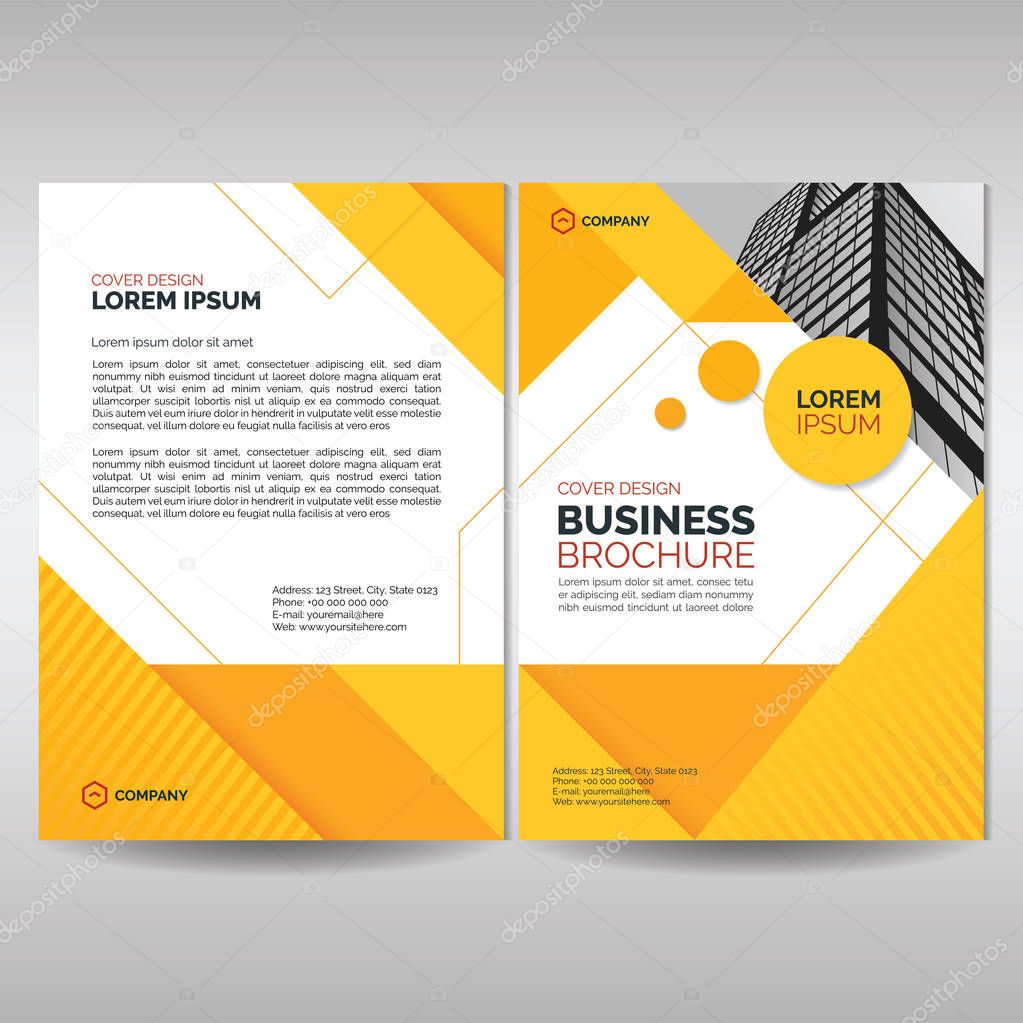 Business brochure cover template with yellow geometric shapes