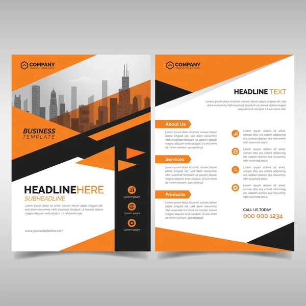 Business flyer sjabloon met oranje geometrische stijl — Stockvector