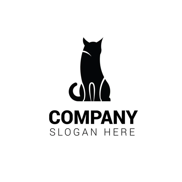 Modèle de logo assis chat isolé sur fond blanc — Image vectorielle