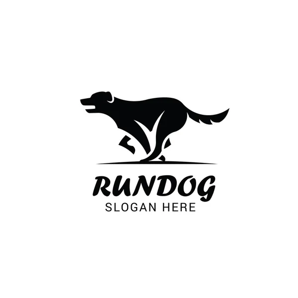 Correndo cão logotipo modelo isolado no fundo branco —  Vetores de Stock