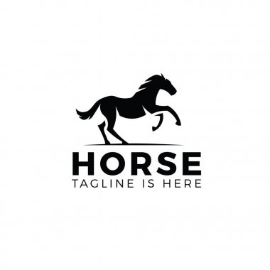 Beyaz arka planda yalıtılmış çalışan at logosu şablonu