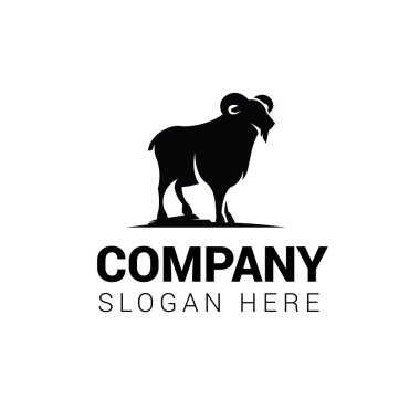 Keçi logosu şablonu beyaz arka plan üzerinde izole