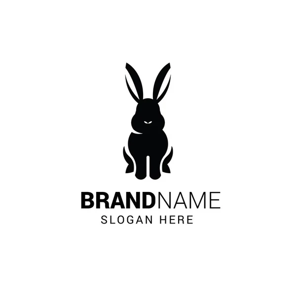 Tavşan oturma logo şablonu beyaz arka plan üzerinde izole