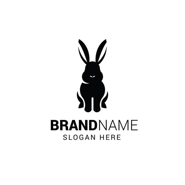 Rabbit sitting logo template isolated on white background