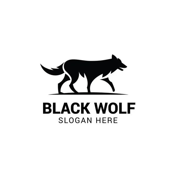 Modelo de logotipo caminhando lobo isolado no fundo branco — Vetor de Stock