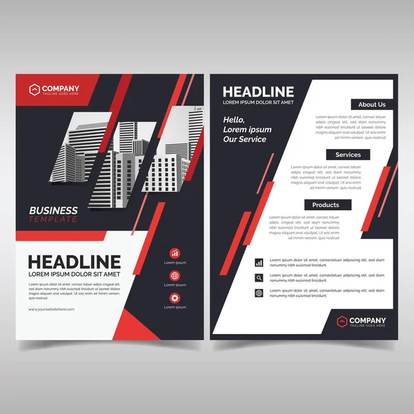 Modelo de folheto de negócios com detalhes vermelhos — Vetor de Stock
