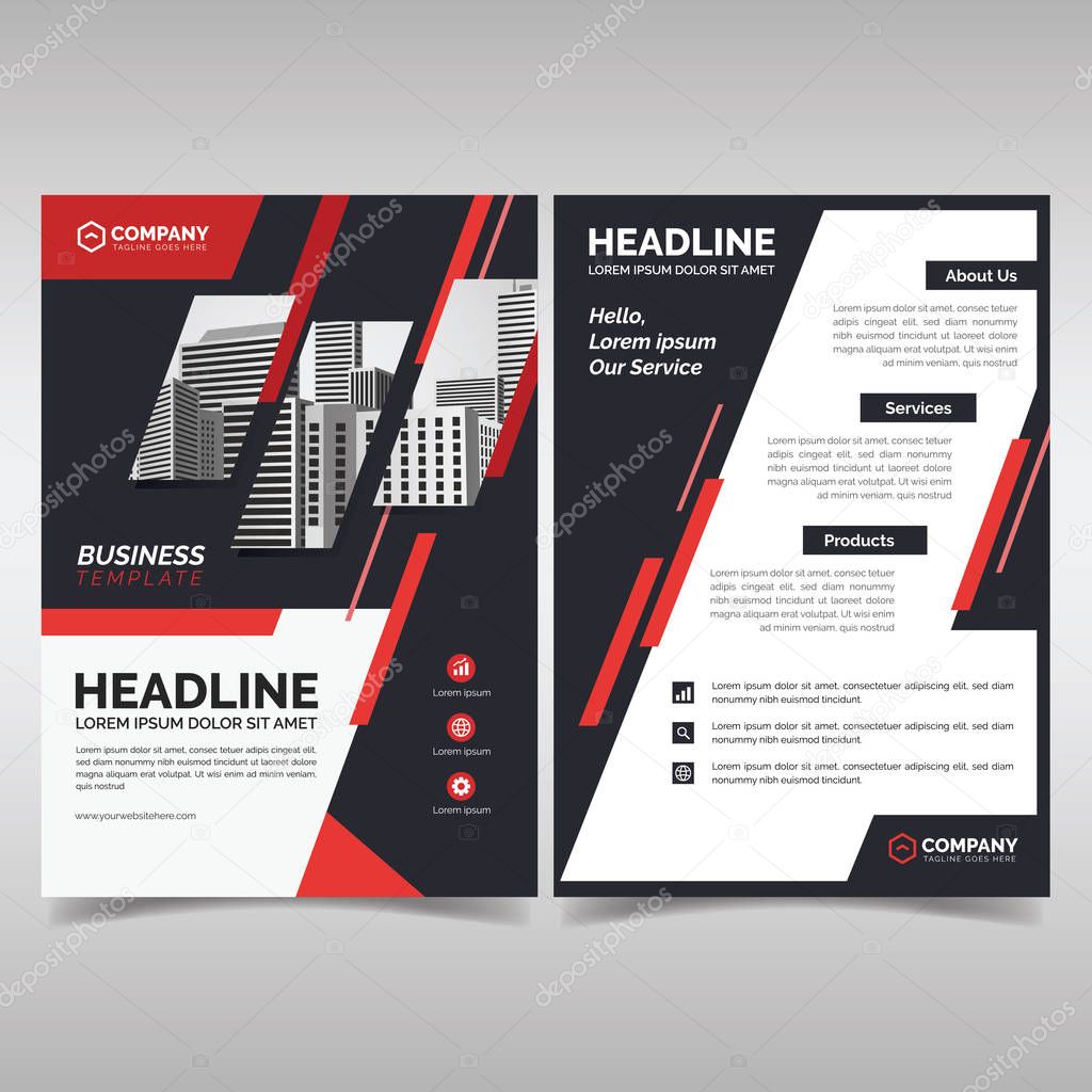 Business flyer template with red details