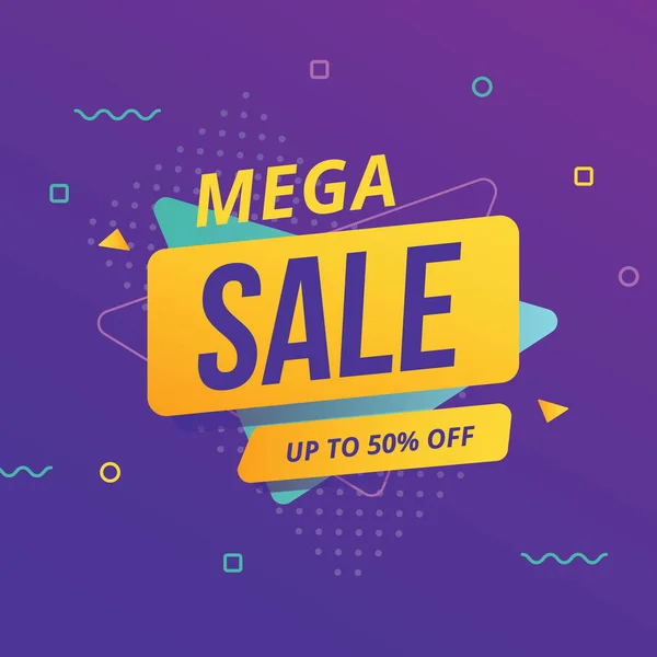 Mega verkoop banner met geometrische stijl — Stockvector