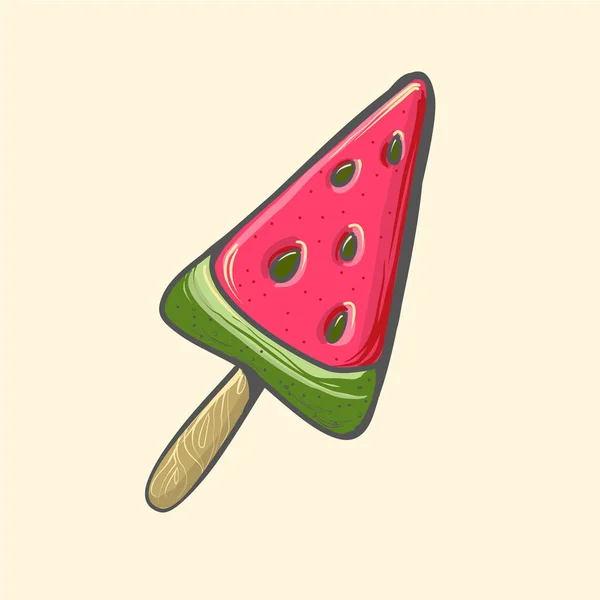 Arbuz popsicle ilustracja, stylu pop cartoon lody — Wektor stockowy