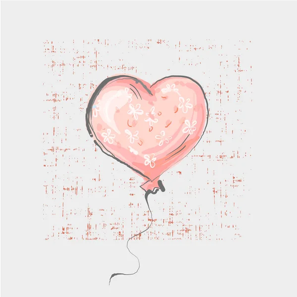 Kalp balon grunge arka plan şirin çocukça stil üzerinde — Stok Vektör